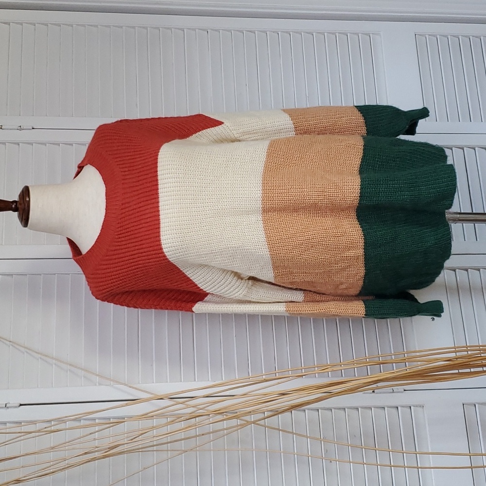 Betsy's Boutique Shop Pullover Stripe Crewneck Sweater Size M